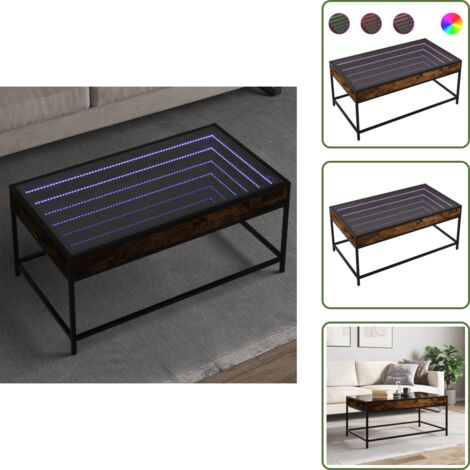 Tavolino da camera da letto - vidaXL Tavolino da Salotto con LED Infinity Rovere Fumo 90x50x41 cm - Tavolino laterale