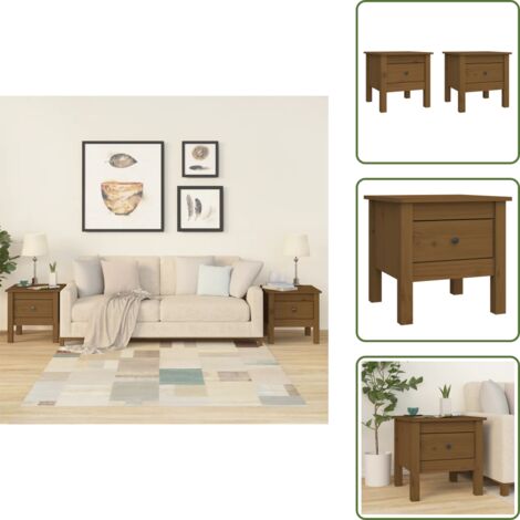 Tavolino da camera - vidaXL Tavolini 2 pz Ambrati 40x40x39 cm Legno Massello di Pino - Tavolino da letto