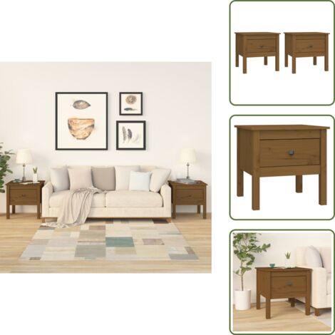 Tavolino da camera - vidaXL Tavolini 2 pz Marrone Ambrato 50x50x49cm Legno Massello di Pino - Tavolino da letto