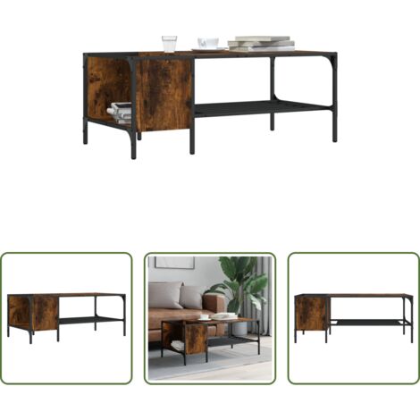 Tavolino da divano -  Tavolino Salotto Ripiano Rovere Fumo 100x51x40cm Multistrato