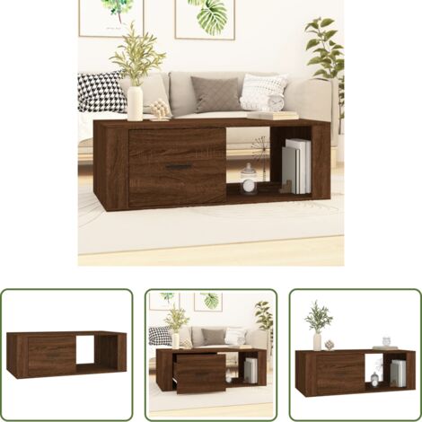 Tavolino da divano - Tavolino Salotto Rovere Marrone 100x50,5x35cm Legno Multistrato