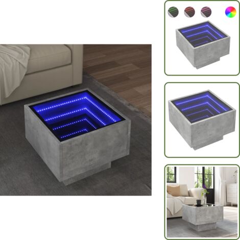 Tavolino da divano - vidaXL Tavolino con LED Grigio Cemento 40x40x30cm in Legno Multistrato - Tavolino con luci RGB