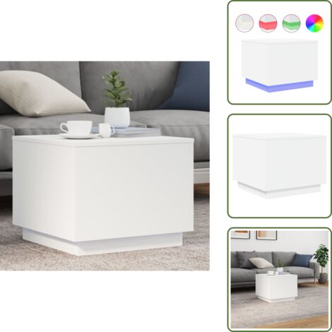 Tavolino da divano - vidaXL Tavolino da Salotto con Luci LED Bianco 50x50x40 cm - Tavolino porta telefono