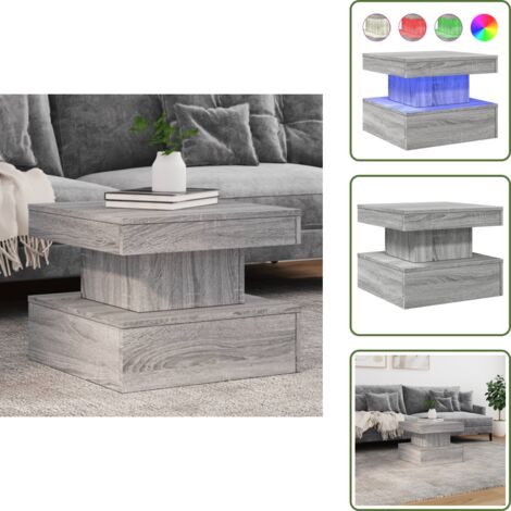 Tavolino da divano - vidaXL Tavolino da Salotto con Luci LED Grigio Sonoma 50x50x40 cm - Tavolino porta telefono