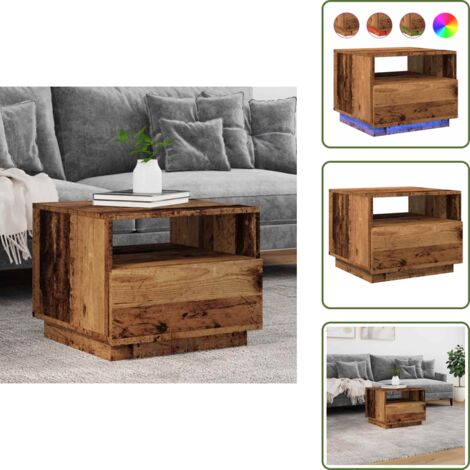 Tavolino da divano - vidaXL Tavolino da Salotto con Luci LED Legno Antico 50x49x40 cm - Tavolino porta telefono