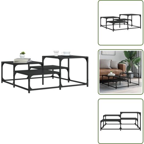 Tavolino da divano - vidaXL Tavolino da Salotto Nero 87,5x87,5x40 cm in Legno Multistrato - Tavolino quadrato