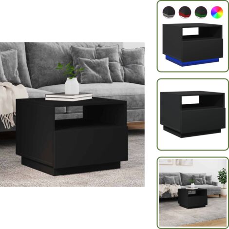Tavolino da divano - vidaXL Tavolino da Soggiorno con Luci LED Nero 50x49x40 cm - Tavolino porta telefono