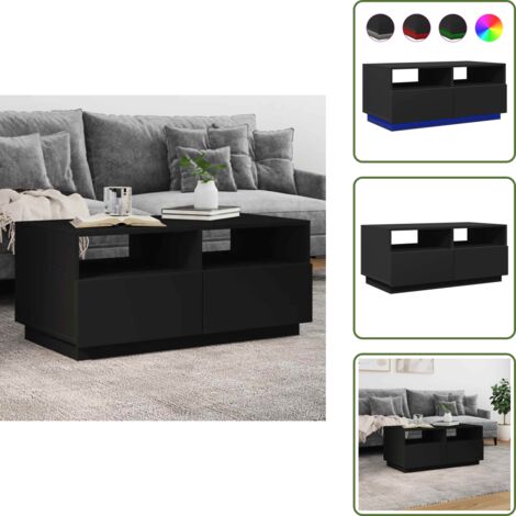 Tavolino da divano - vidaXL Tavolino da Soggiorno con Luci LED Nero 90x49x40 cm - Tavolino porta telefono