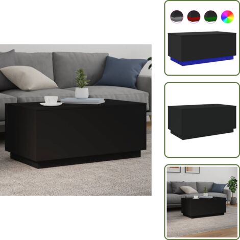 Tavolino da divano - vidaXL Tavolino da Soggiorno con Luci LED Nero 90x50x40 cm - Tavolino porta telefono