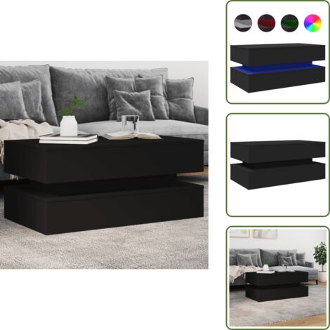 Tavolino da divano - vidaXL Tavolino da Soggiorno con Luci LED Nero 90x50x40 cm - Tavolino porta telefono