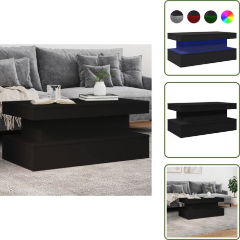 Tavolino da divano - vidaXL Tavolino da Soggiorno con Luci LED Nero 90x50x40 cm - Tavolino porta telefono