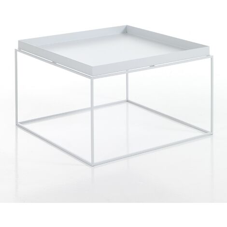 Tavolino da esterno in acciaio bianco H.40 x L.60 x P.60