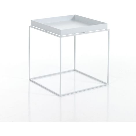 Tavolino da esterno in acciaio bianco H.44,5 x L.40 x P.40