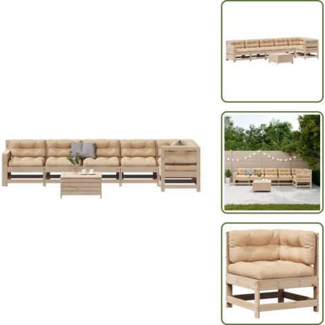 Tavolino da esterno - vidaXL Set Salotto Giardino 7 pz Cuscini Antracite Legno Massello Pino - Poggiapiedi da giardino