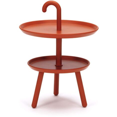 Tavolino da Giardino Ø41x55 cm 2 Ripiani in Polipropilene Arancione