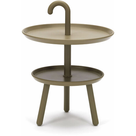 Tavolino da Giardino Ø41x55 cm 2 Ripiani in Polipropilene Verde
