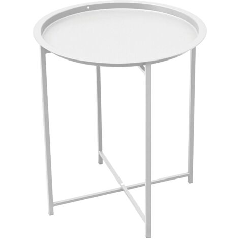 Tavolino da Giardino Ø45 cm in Ferro Bianco
