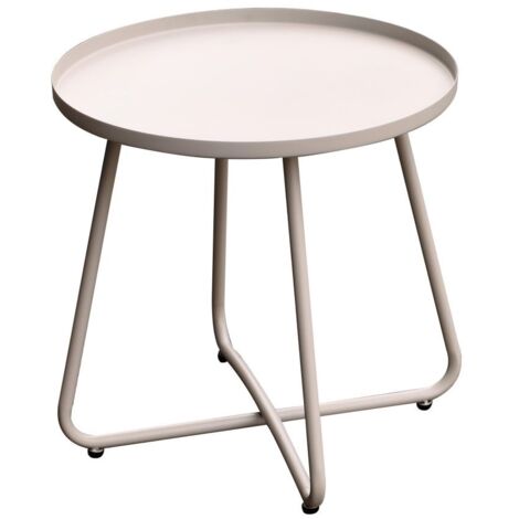 TAVOLINO DA GIARDINO ESTERNO ROTONDO CREMA IN FERRO D45X48H CM RIGAMONTI