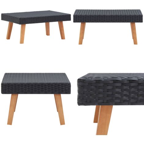 Tavolino da Giardino in Polyrattan Nero - Tavolo da esterno - Tavolo in rattan
