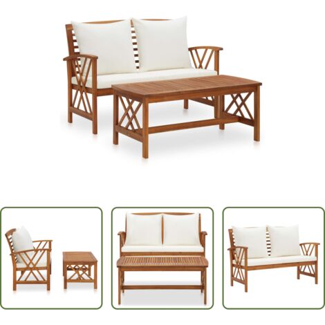 Tavolino da giardino -  Set Divani da Giardino 2 pz con Cuscini in Massello di Acacia