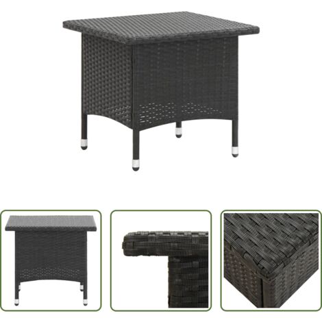 Tavolino da giardino -  Tavolino da Tè Nero 50x50x47 cm in Polyrattan