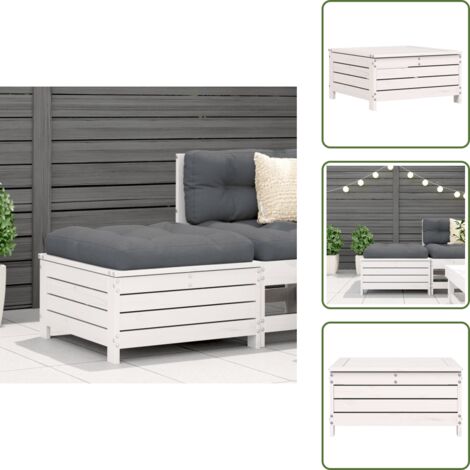 Tavolino da giardino - vidaXL Poggiapiedi da Giardino con Cuscino Legno Massello Pino Bianco - Mobili da giardino