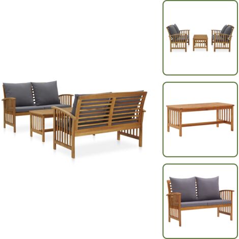 Tavolino da giardino - vidaXL Set Divani da Giardino 3 pz con Cuscini in Massello di Acacia - Cuscini da giardino