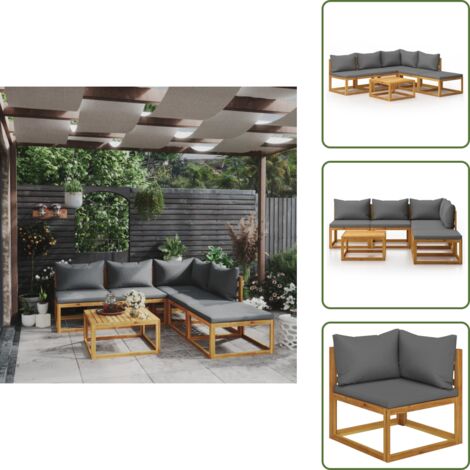 Tavolino da giardino - vidaXL Set Divani da Giardino 6 pz con Cuscini in Massello di Acacia - Seduta esterna