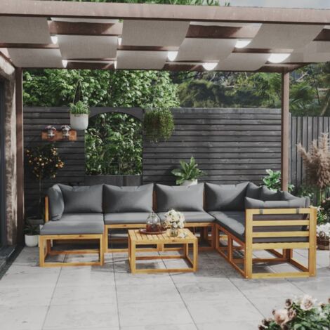 Tavolino da giardino - vidaXL Set Divani da Giardino 8 pz con Cuscini in Massello di Acacia - Seduta esterna