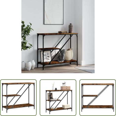 Tavolino da ingresso -  Tavolino Consolle Rovere Fumo 88,5x30x75cm in Legno Multistrato