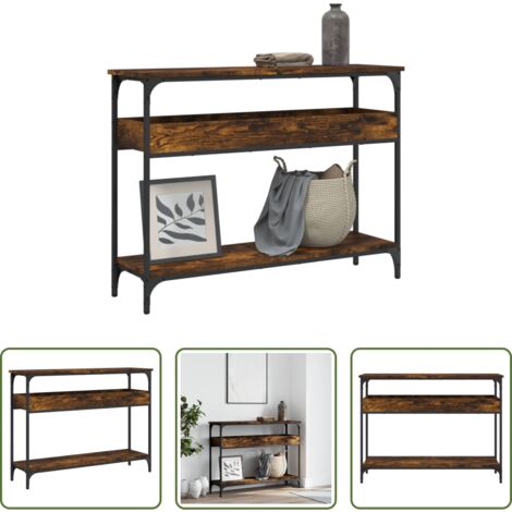 Tavolino da ingresso -  Tavolo Consolle Ripiano Rovere Fumo 100x29x75 Legno Multistrato