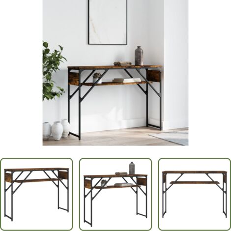 Tavolino da ingresso -  Tavolo Consolle Ripiano Rovere Fumo 105x30x75cm Multistrato