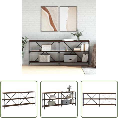 Tavolino da ingresso -  Tavolo Consolle Rovere Marrone 180x30x75 cm Multistrato e Ferro