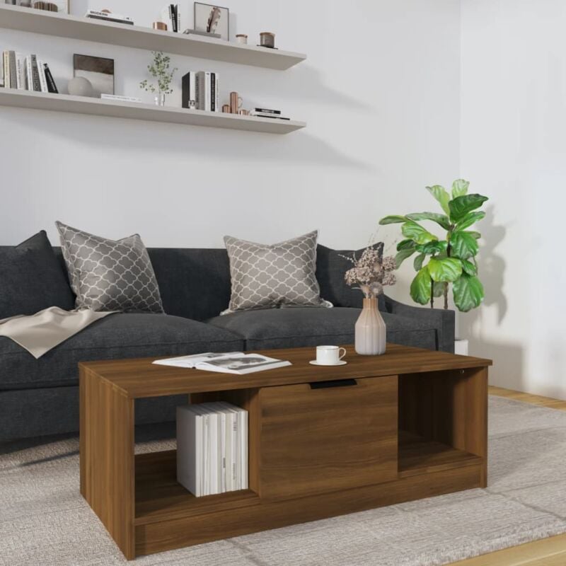 Tavolino Salotto, Tavolino da caffè Rovere Marrone 102x50x36 cm Legno Multistrato vidaXL