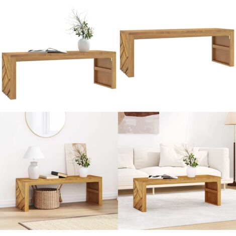 Tavolino da Salotto 110x35x38 cm in Legno Massello di Teak - Tavolino da caffè - Tavolino in legno