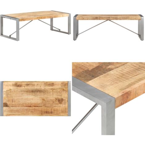 Tavolino da Salotto 120x60x40 cm in Legno di Mango Grezzo - Tavolino da caffè - Tavolino laterale