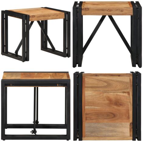 Tavolino da Salotto 40x40x35 cm in Legno Massello di Acacia - Tavolo in acacia - Tavolo in legno massello