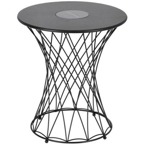 Tavolino da Salotto Ø40x45 cm in Acciaio Jevan Nero