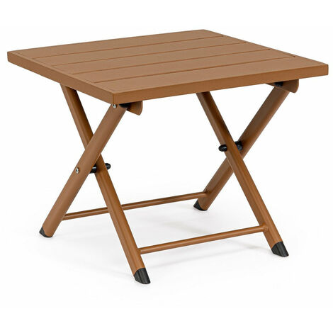 Tavolino da Salotto 44x43x36 cm in Alluminio Taylor Pecan
