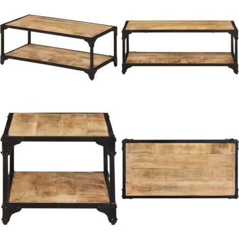 Tavolino da Salotto 90x45x35 cm Legno Massello di Mango Grezzo - Tavolino in legno - Tavolino vintage