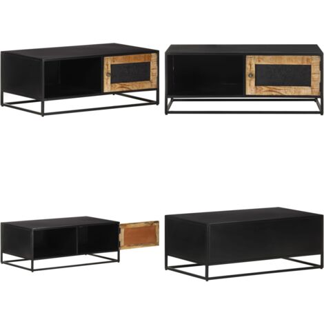 Tavolino da Salotto 90x50x35 cm in Legno di Mango Grezzo - Tavolino in legno - Tavolino da salotto industriale