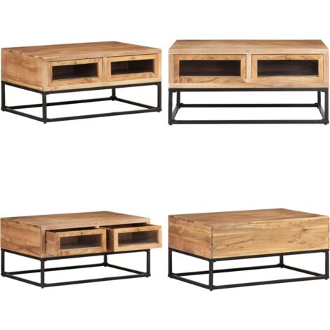 Tavolino da Salotto 90x60x40 cm in Legno Massello di Acacia - Tavolino in acacia - Tavolino industriale