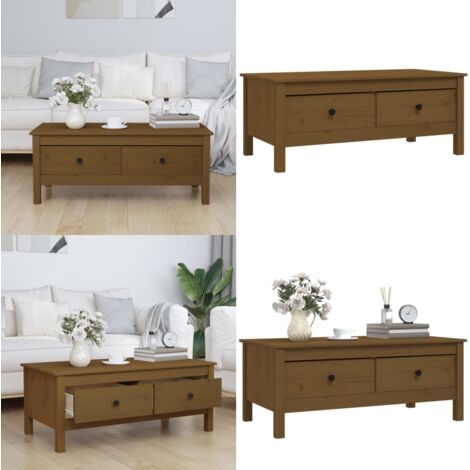 Tavolino da Salotto ambra 100x50x40 cm Legno Massello di Pino - Tavolino in legno - Tavolino in pino