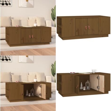 Tavolino da Salotto ambra 100x50x41cm in Legno Massello di Pino - Tavolino in pino - Tavolino da salotto marrone