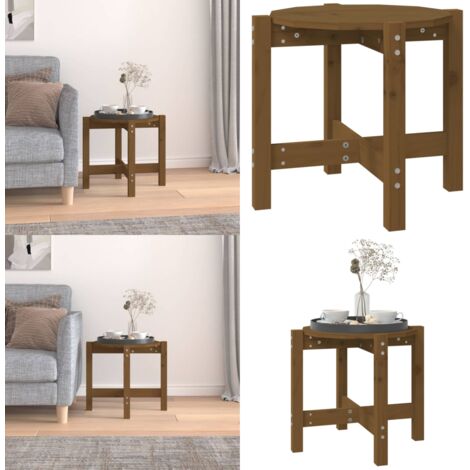 Tavolino da Salotto Ambra Ø 52,5x45cm in Legno Massello di Pino - Tavolino in legno - Tavolino in pino