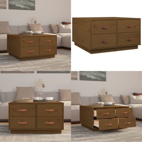 Tavolino da Salotto ambra 80x80x45 cm Legno Massello di Pino - Tavolo da soggiorno - Tavolino in legno