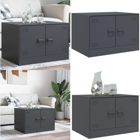 Tavolino da Salotto Antracite 67x50x44 cm in Acciaio - Tavolino in acciaio - Tavolino antracite