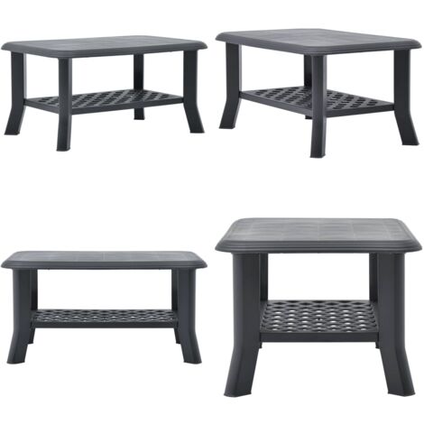 Tavolino da Salotto Antracite 90x60x46 cm in Plastica - Tavolino all'aperto - Tavolino in plastica