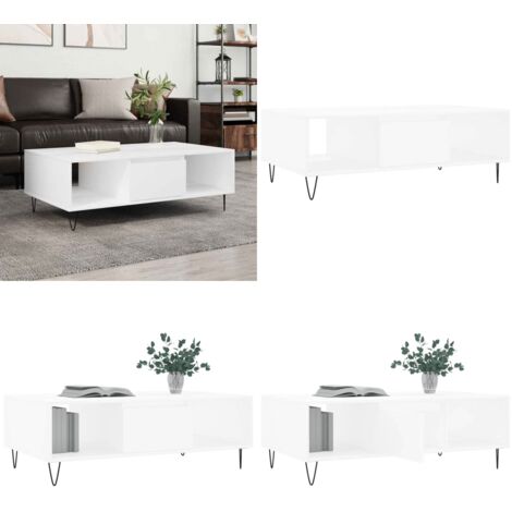 Tavolino da Salotto Bianco 104x60x35 cm in Legno Multistrato - Tavolino in legno multistrato - Tavolino da salotto bianco