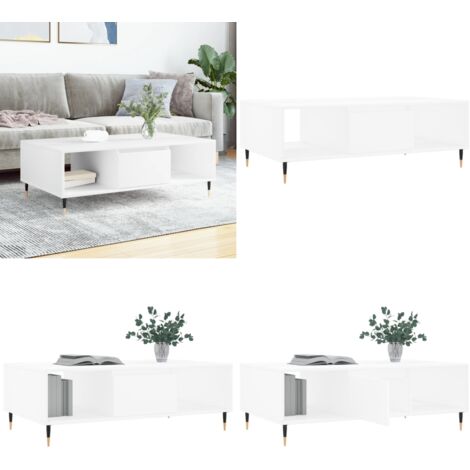 Tavolino da Salotto Bianco 104x60x35 cm in Legno Multistrato - Tavolino in legno multistrato - Tavolino da salotto bianco